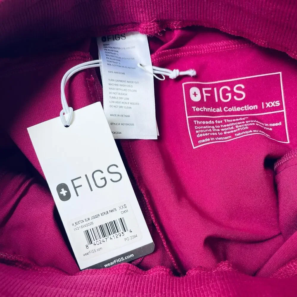 FIGS Boston Slim Jogger Scrub Pants Maroon Purple Size XXS NEW